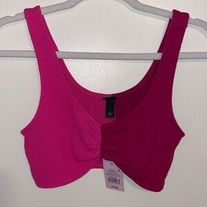 Women's Pink Two-Tone Ruched Tank Top
